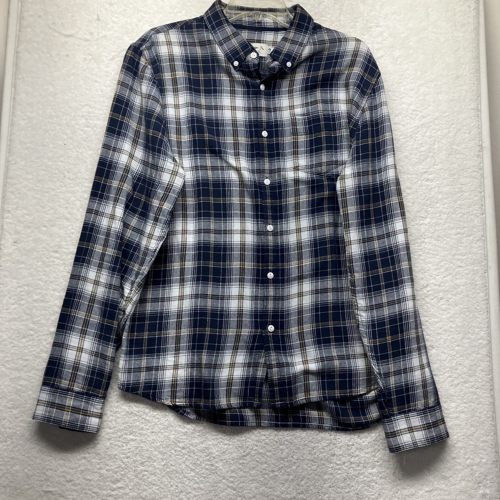 Wellen Mens Size L Blue Long Sleeve Cotton Button Up Shirt (V3)